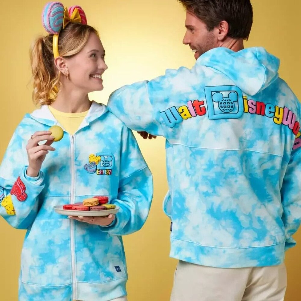 Disney World eats macaron Spirit Jersey zip up hoodie Walt Disney Tie-Dye XXL